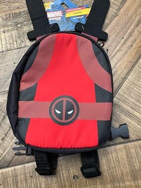 Marvel Deadpool pet backpack features a functional design for dogs